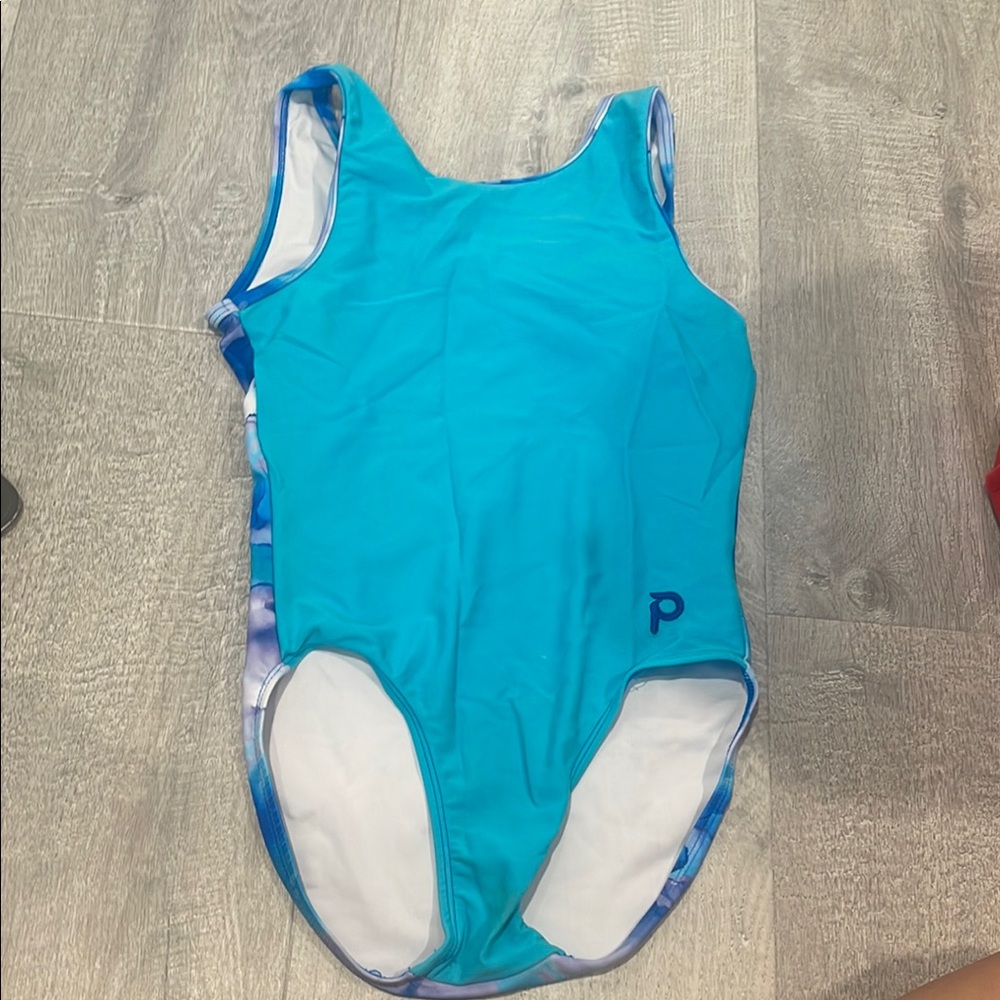 plum gymnastics leotard + scrunchie